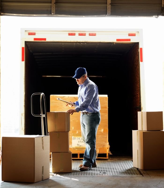 persona revisando cajas en Transporte mercancías Cornellà Llobregat Barcelona